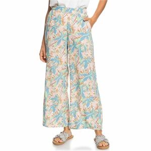 Roxy Midnight Avenue Tropical Print Wide Leg Pants Size L